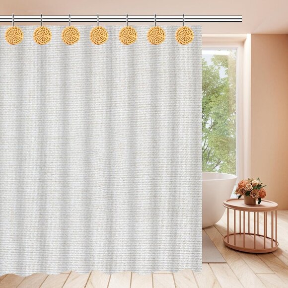 Boho Shower Curtain Hooks Rings Set 12 Woven Wicker Ratten New in package - Picture 9 of 9